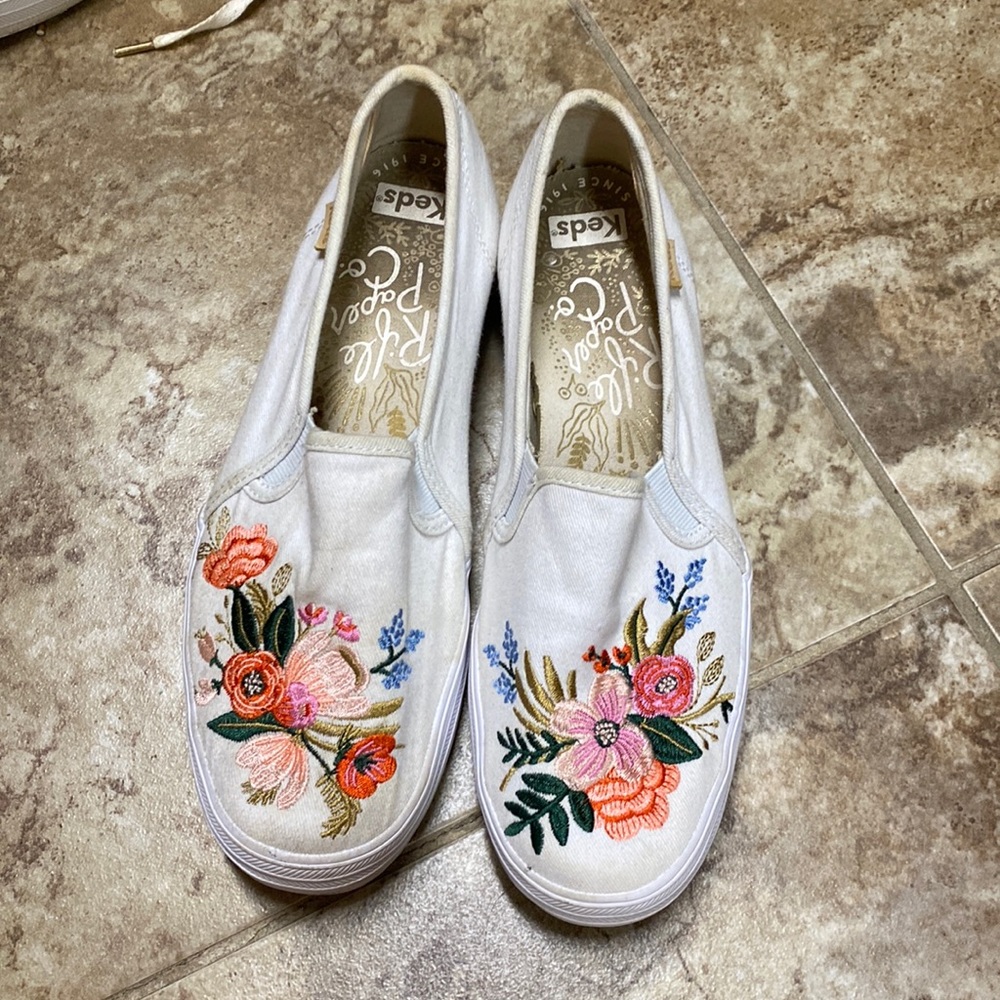 Keds X Rifle Paper Co Floral Double Decker Slip On Sneakers Size 7.5